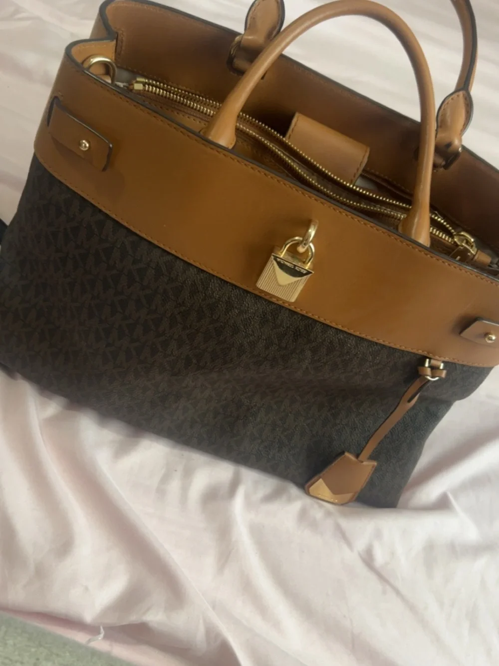Michael Kors Brown and Dark Brown Signature Tote - Picture 5 of 6